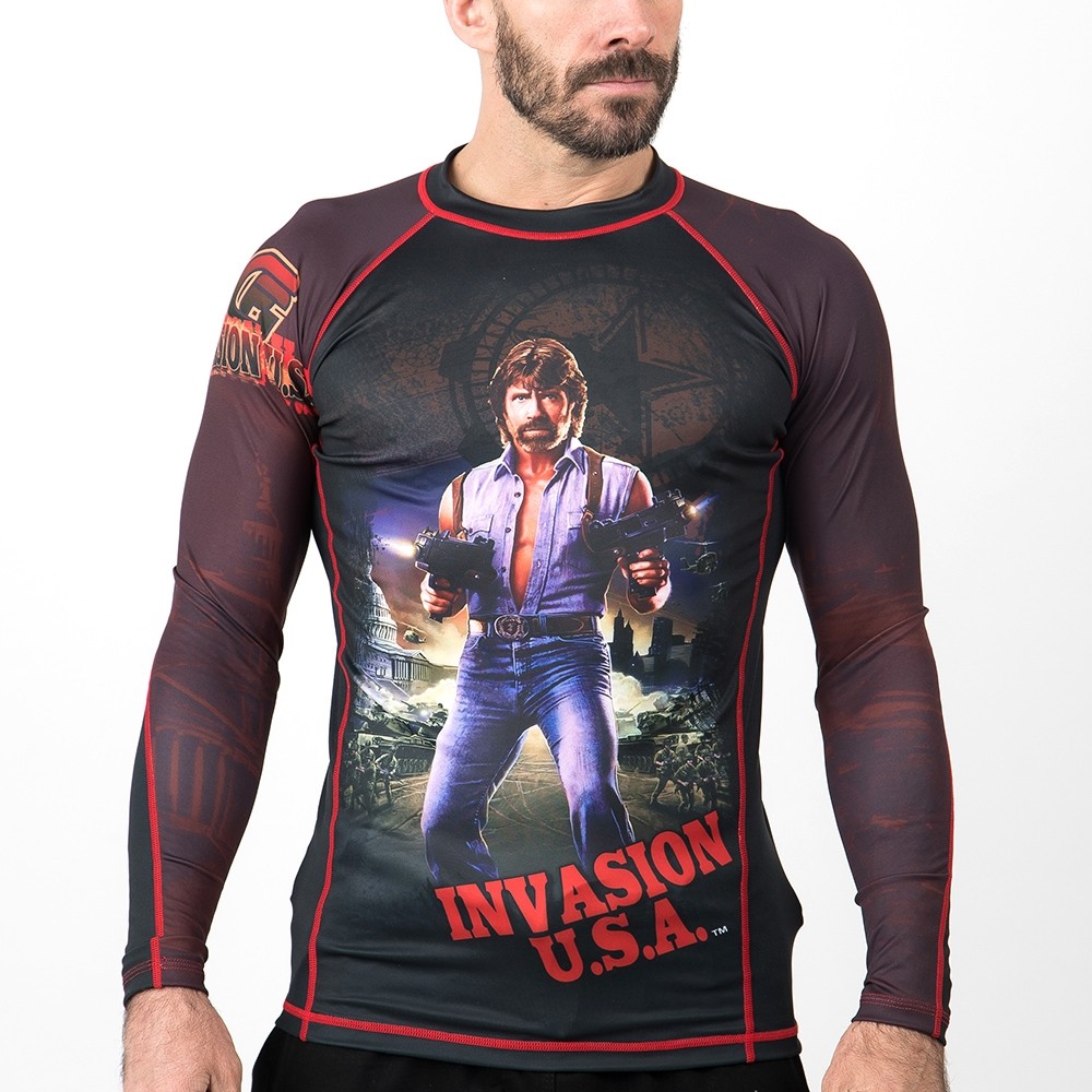 Fusion Fight Gear Chuck Norris Invasion USA Rash Guard Compression Shirt