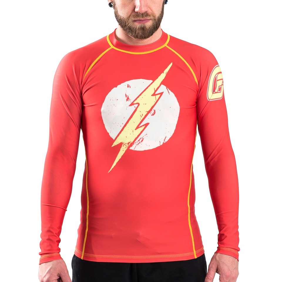 Fusion Fight Gear The Flash Distressed Logo Compression Shirt Rash Guard