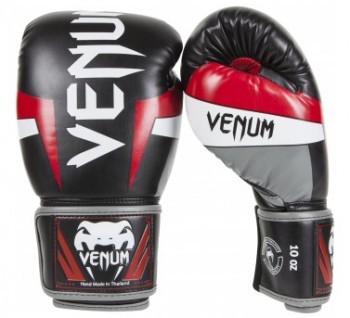 Venum Elite Boxing Gloves- Black/Red/Grey