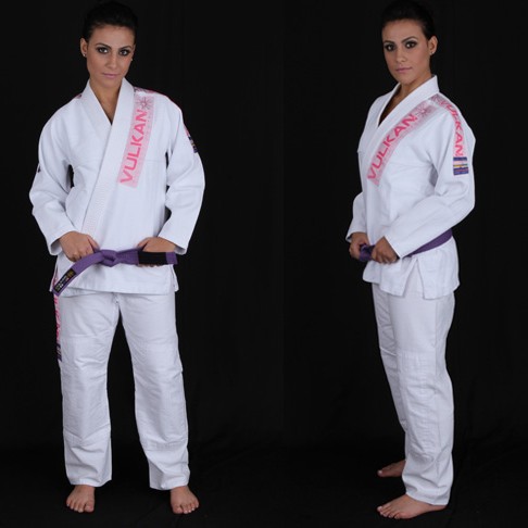 Vulkan Women’s Pro Light Jiu-Jitsu Gi- White With Pink Patches
