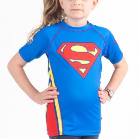 Superman Logo Kids Rashguard- Short Sleeve